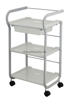 1017 Weißer metallischer Kosmetikwagen in minimalistischem Design